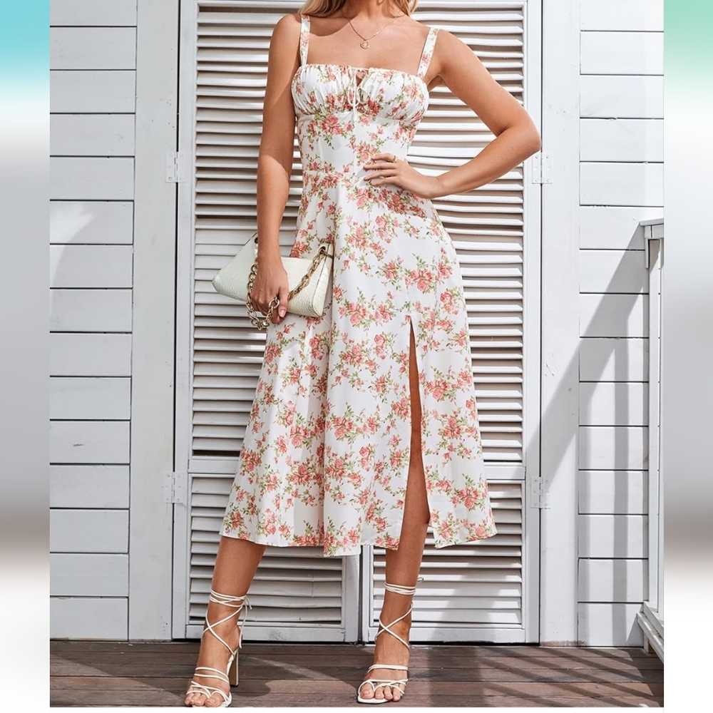 Elegant Floral White Maxi Dress - Picture 7 of 12